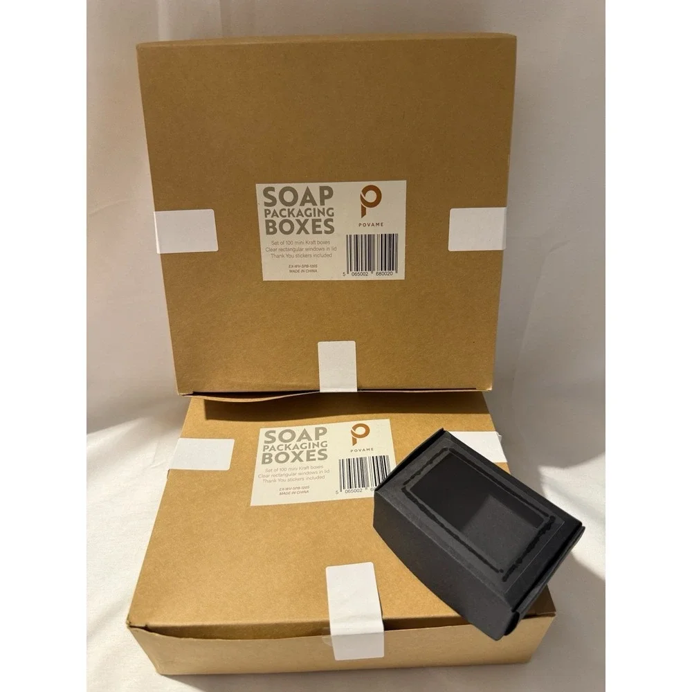 Lot of 2 Povame Soap Packaging Boxes 100 Mini Kraft Boxes Each